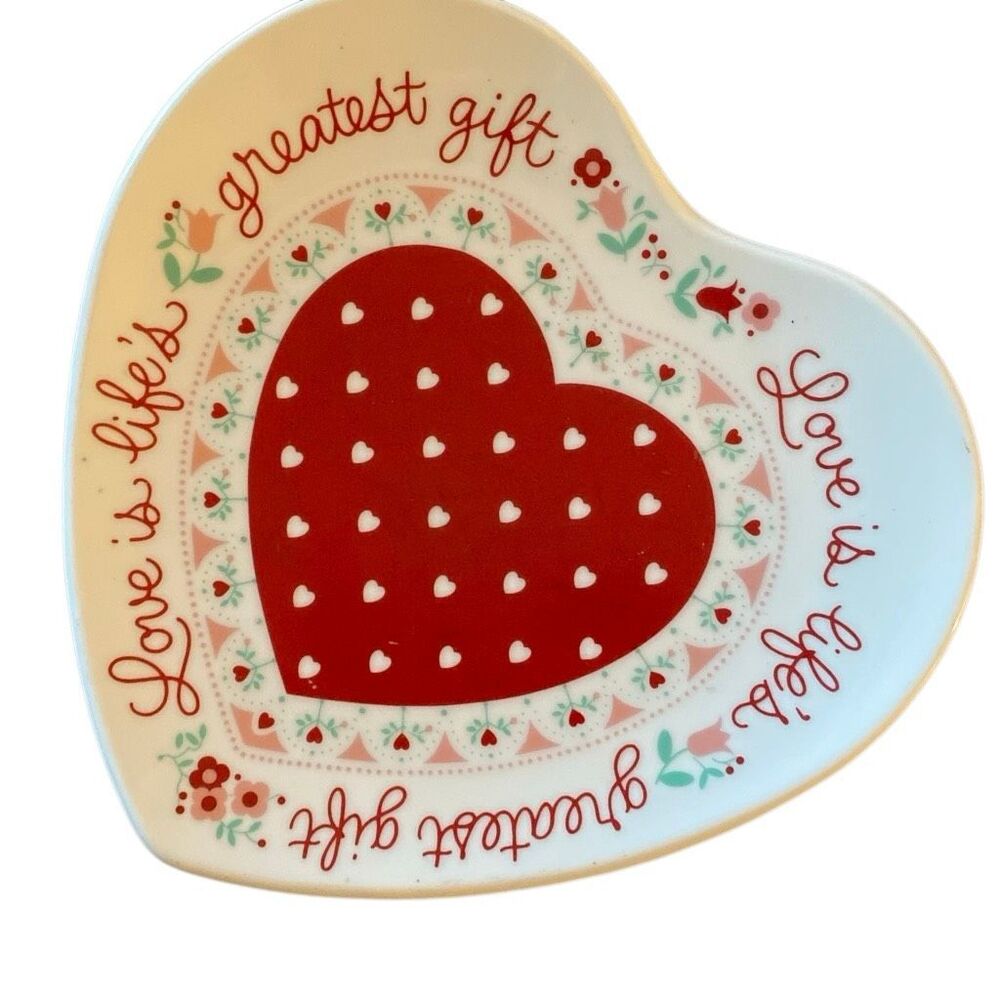 Vintage 80s Heart Shaped Plate Current Cottagecore Trinking Dish Valentines - Picture 5 of 5